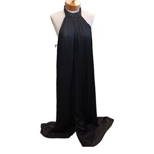 Strut & Bolt Womens Black Jumpsuit Satin Backless Formal Wide Leg Wedding Guest